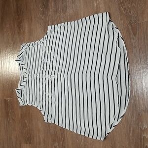 (XL) Daniel Rainn Striped Nautical Flowy Blouse Business Casual Sailor Modern
